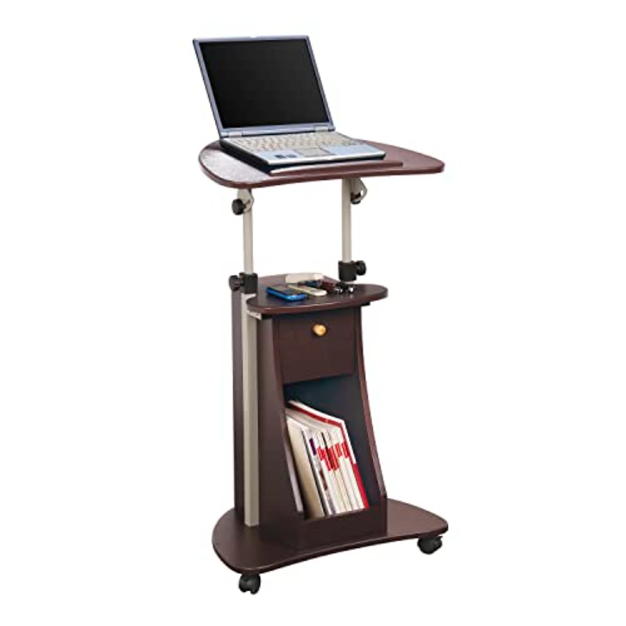 Laptop Stand Bamboo - Sit-to-Stand Rolling Adjustable Storage Medical Laptop