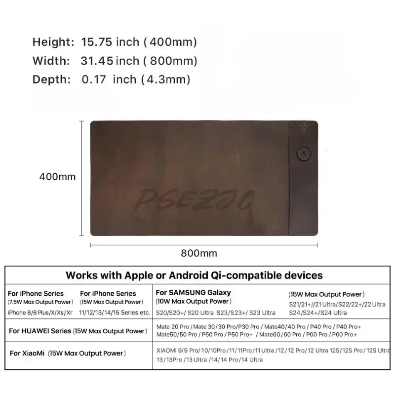 Vintage Cowhide Mouse Pad with - Mouse Charging Pad บทวิจารณ์และราคา
