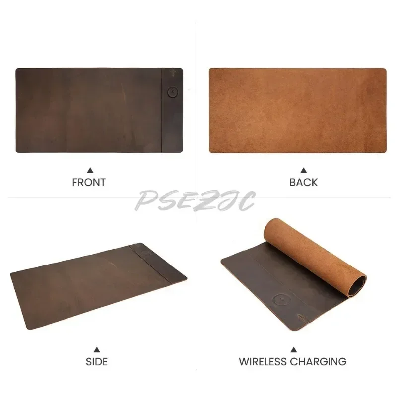 Vintage Cowhide Mouse Pad with - Mouse Charging Pad บทวิจารณ์และราคา