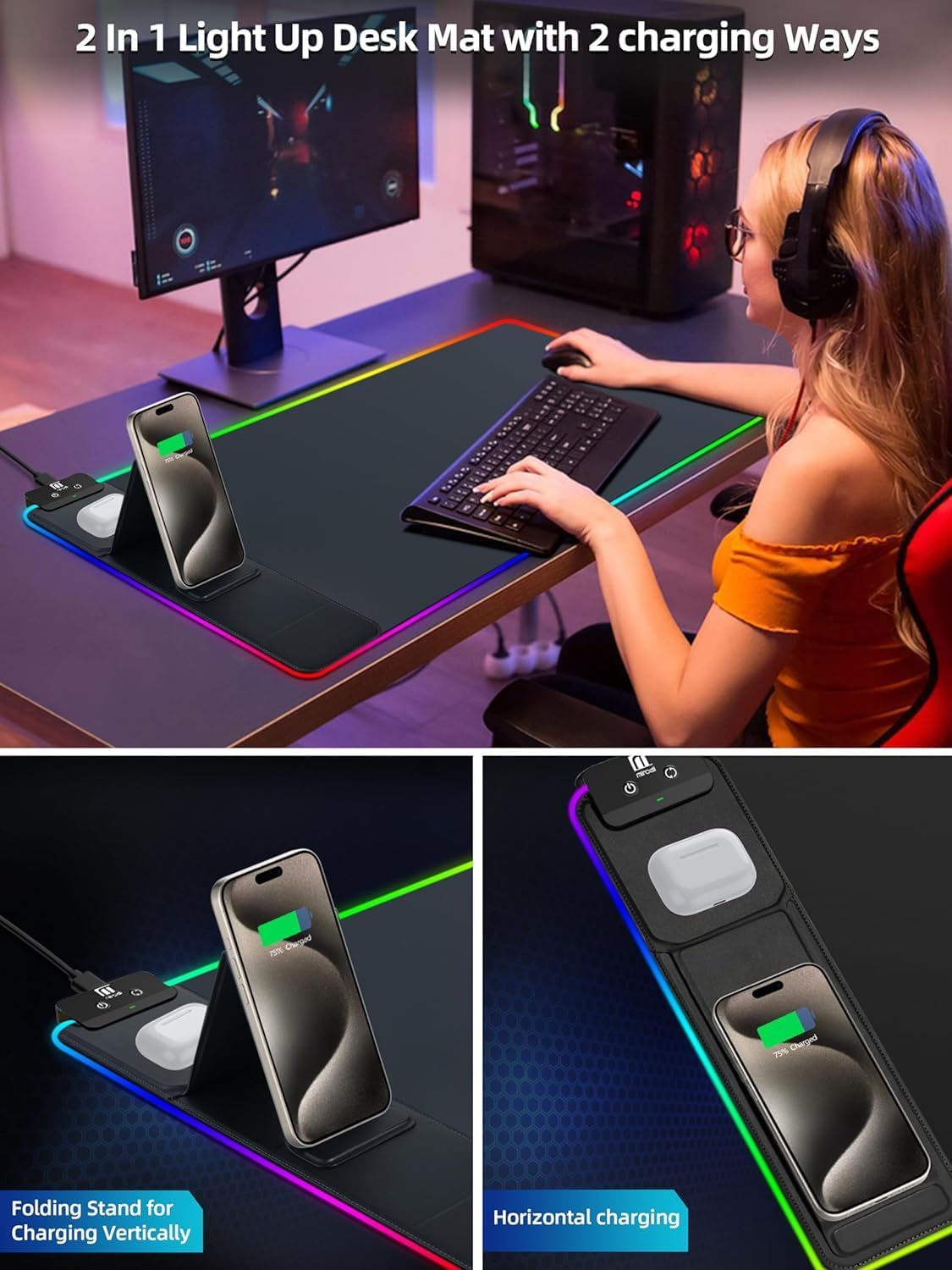 XXL Gaming Mouse Pad with Fold - Mouse Charging Pad บทวิจารณ์และราคา