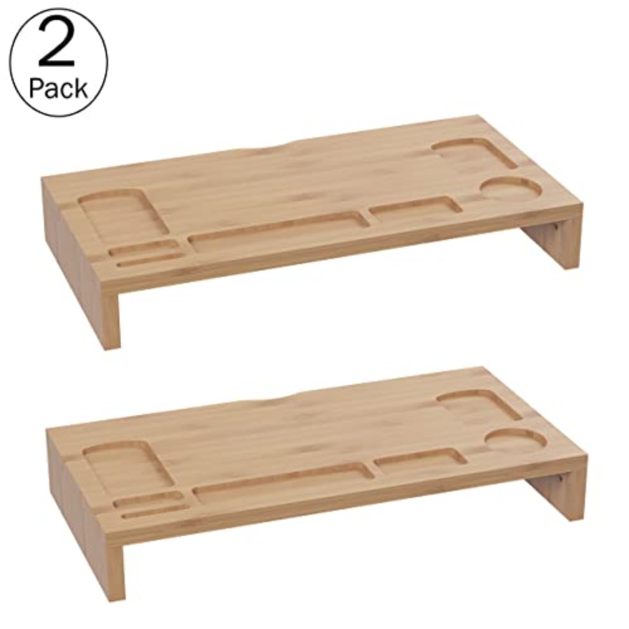 Bamboo Monitor Riser Set 2-Pac - Laptop Stand Bamboo บทวิจารณ์และราคา