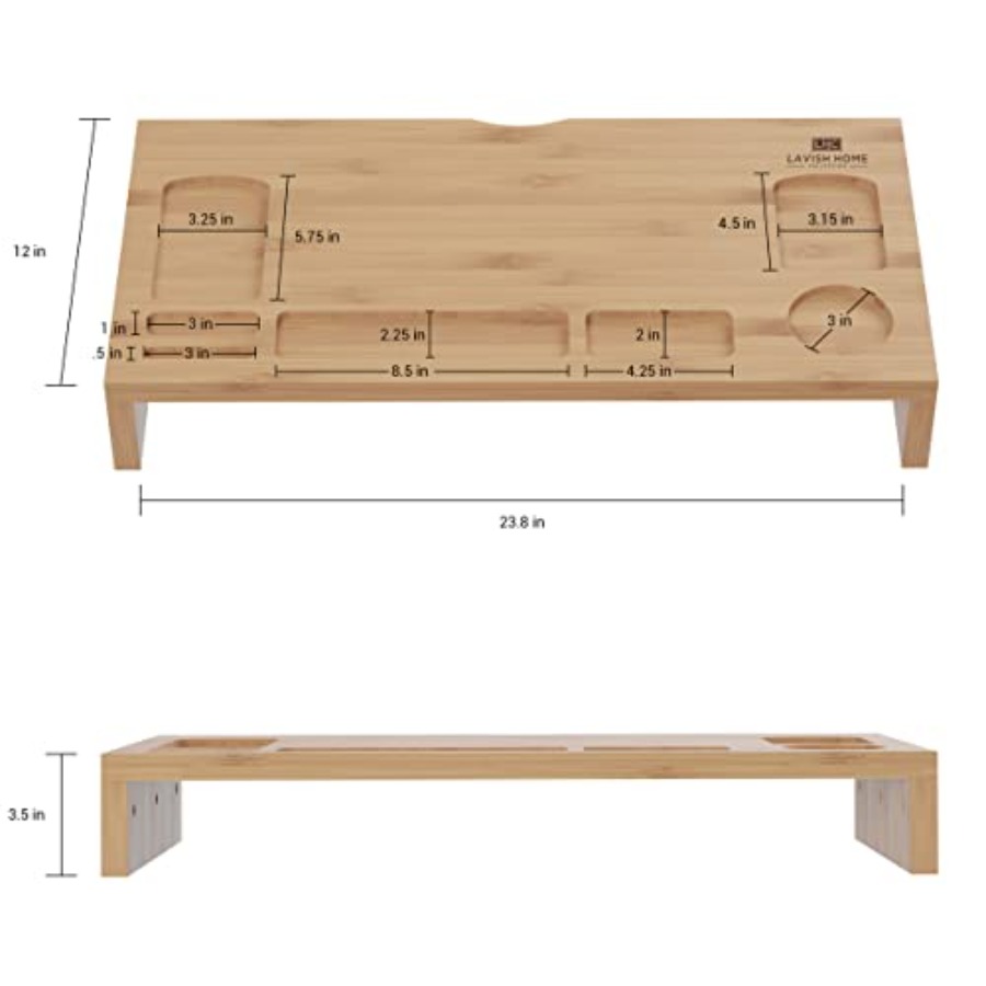 Bamboo Monitor Riser Set 2-Pac - Laptop Stand Bamboo บทวิจารณ์และราคา
