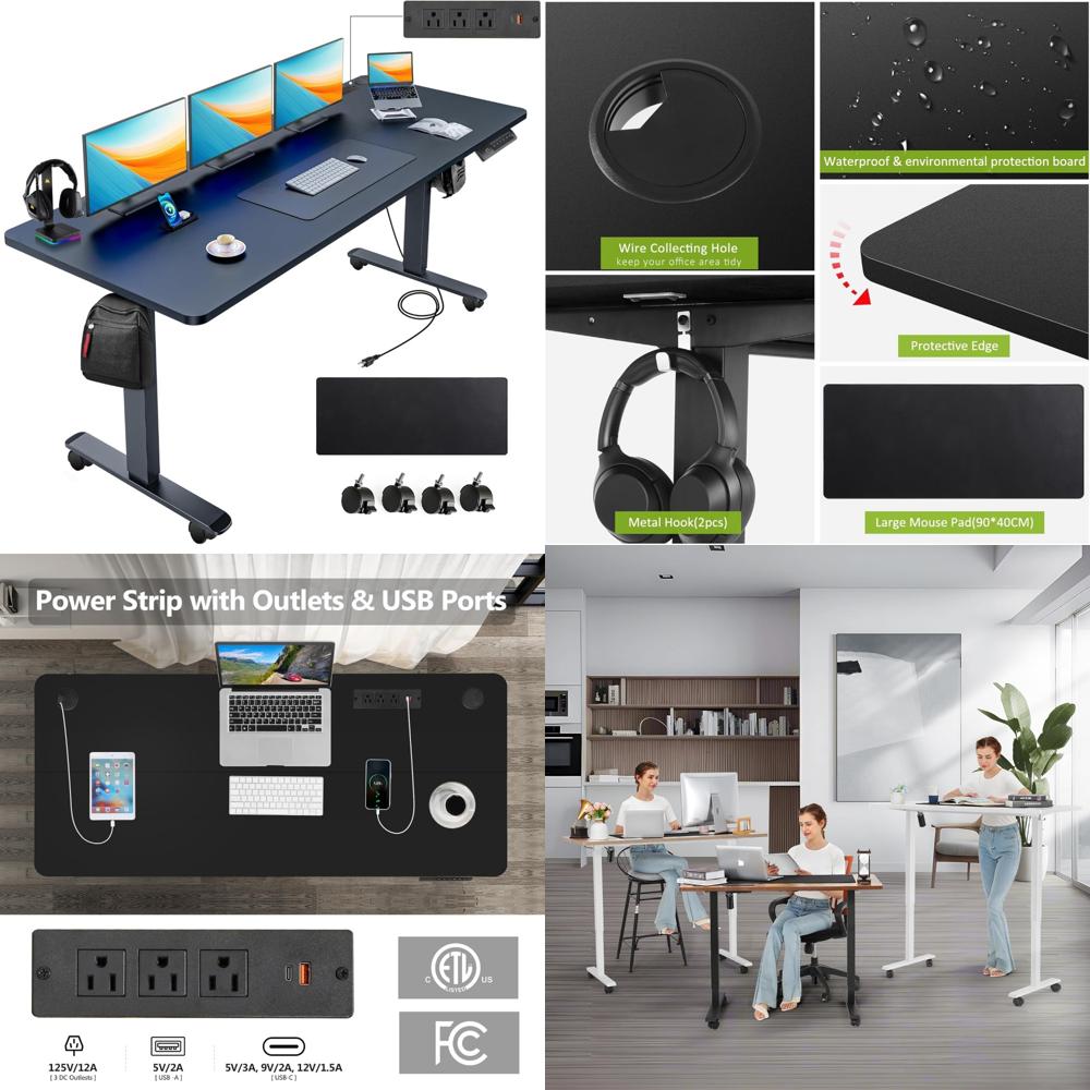 Electric Standing Desk 63 x 24 - Mouse Charging Pad บทวิจารณ์และราคา